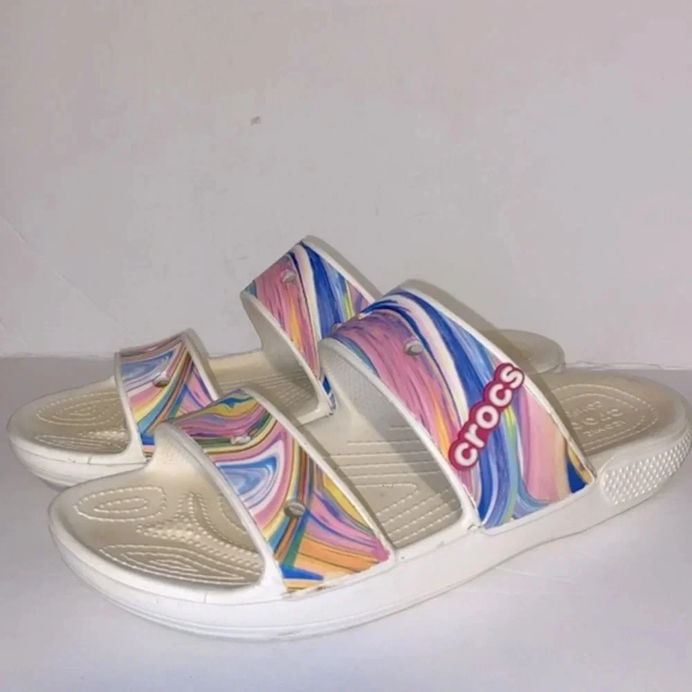 Crocs Classic Out of this World Slide Swirl Pattern Sandals - Picture 1 of 9